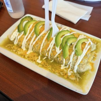 Esteban's Family Tacos - Wet burrito with carne asada and green sauce - Mexican Near Me - Fullerton, California