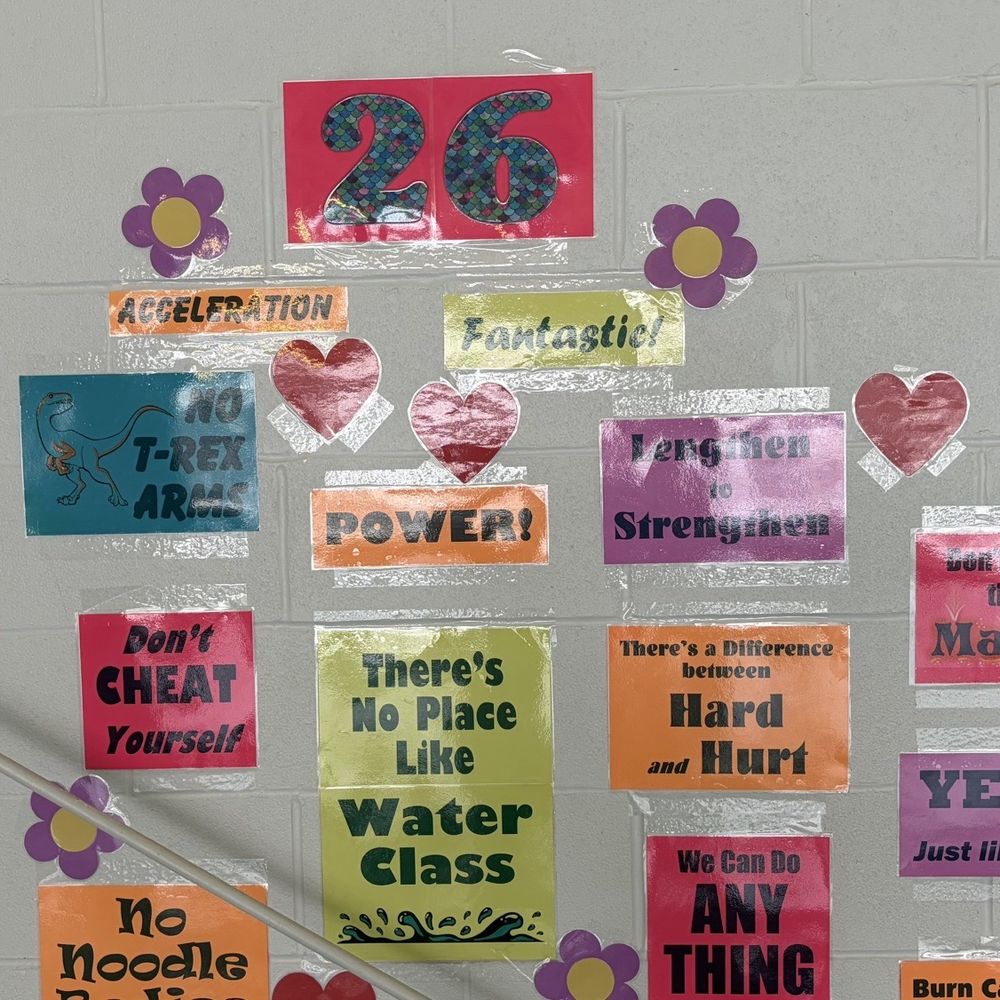 Splash Zone Aquatic Center - I went for aqua aerobics. These signs were on the wall for motivation. - Swimming Pools Near Me - Oberlin, Ohio Splash Zone Aquatic Center - I went for aqua aerobics. These signs were on the wall for motivation. - Swimming Pools Near Me - Oberlin, Ohio