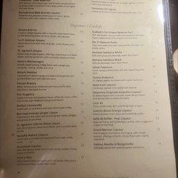 Menu as of November 2025 Menu as of November 2025