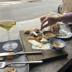 Chardonnay and fruit/cheese plate.