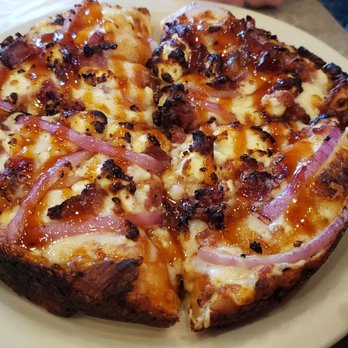 The Stone Bar & Grill - Bacon, Red Onions and Feta Cheese Pizza - Pizza Near Me - Hubbard Lake, Michigan