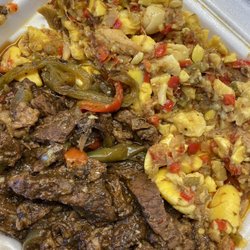 Drea's Kitchen - (Custom) Achkee and Saltfish, with pepper steak.
