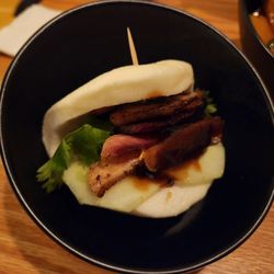 Mian Noodle House - Cucumber, Smoked Pork Belly and Cilantro Steamed Bun