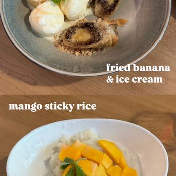 Ka Thai - Mango sticky rice Fried banana and ice cream - Thai Near Me - Dallas, Texas Ka Thai - Mango sticky rice Fried banana and ice cream - Thai Near Me - Dallas, Texas