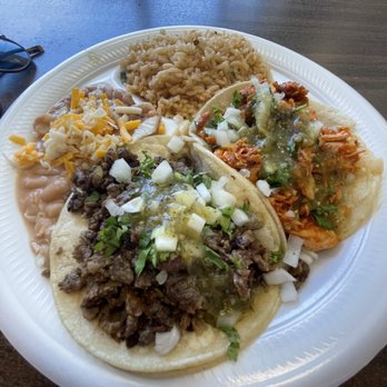 Los Primos Cantina - Pollo, carne asada tacos rice and bean combo. #7 - Mexican Near Me - Costa Mesa, California