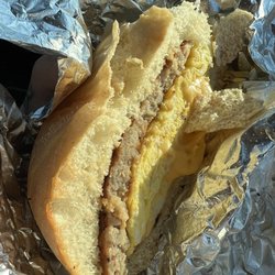Nik's Nook - Egg sausage breakfast sandwich
