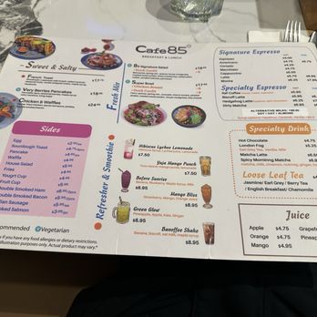 Cafe 85- Downtown - Menu - Cafes Near Me - Toronto, Ontario