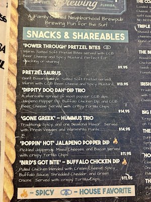 Menu photo 1 Coastal County Brewing Pensacola, FL