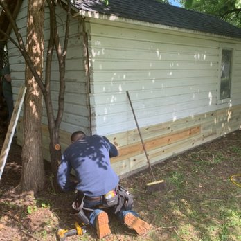 Shk Construction - Me at work cutting 3 feet of moldy wood to be replaced with... - General Contractors Near Me