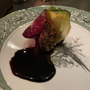 Alinea - Duck with freeze dried veggie - New American Near Me - Chicago, Illinois