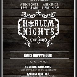 Harlem Nights Bar - Happy Hour menu