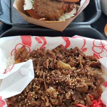 Okamoto Kitchen - Katsu curry chicken sandwich and the okamoto bowl which has gyudon (beef)--all rice only no salad. - Food Trucks Near Me - Los Angeles, California Okamoto Kitchen - Katsu curry chicken sandwich and the okamoto bowl which has gyudon (beef)--all rice only no salad. - Food Trucks Near Me - Los Angeles, California