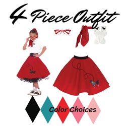 Child 4 piece poodle skirt outfit