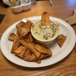 Hungry Hunter Steakhouse - Artichoke Spinach Dip with potato chips