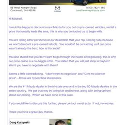 Email from Jake Sweeney to back up review.