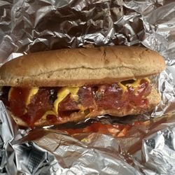 Grill It Hotdogs Burgers and More - The Plain Dog with ketchup and mustard