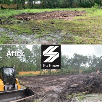 Site Shaper - Before and after of a root rake/lot scraping job and a re grading of the lot. - Excavation Services Near Me Site Shaper - Before and after of a root rake/lot scraping job and a re grading of the lot. - Excavation Services Near Me
