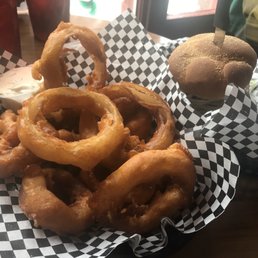 Onion rings and cheeseburger Onion rings and cheeseburger