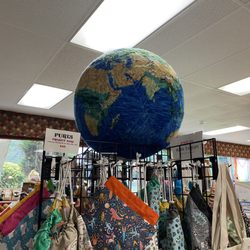 Purl's Yarn Emporium - Knitted globe of the world.