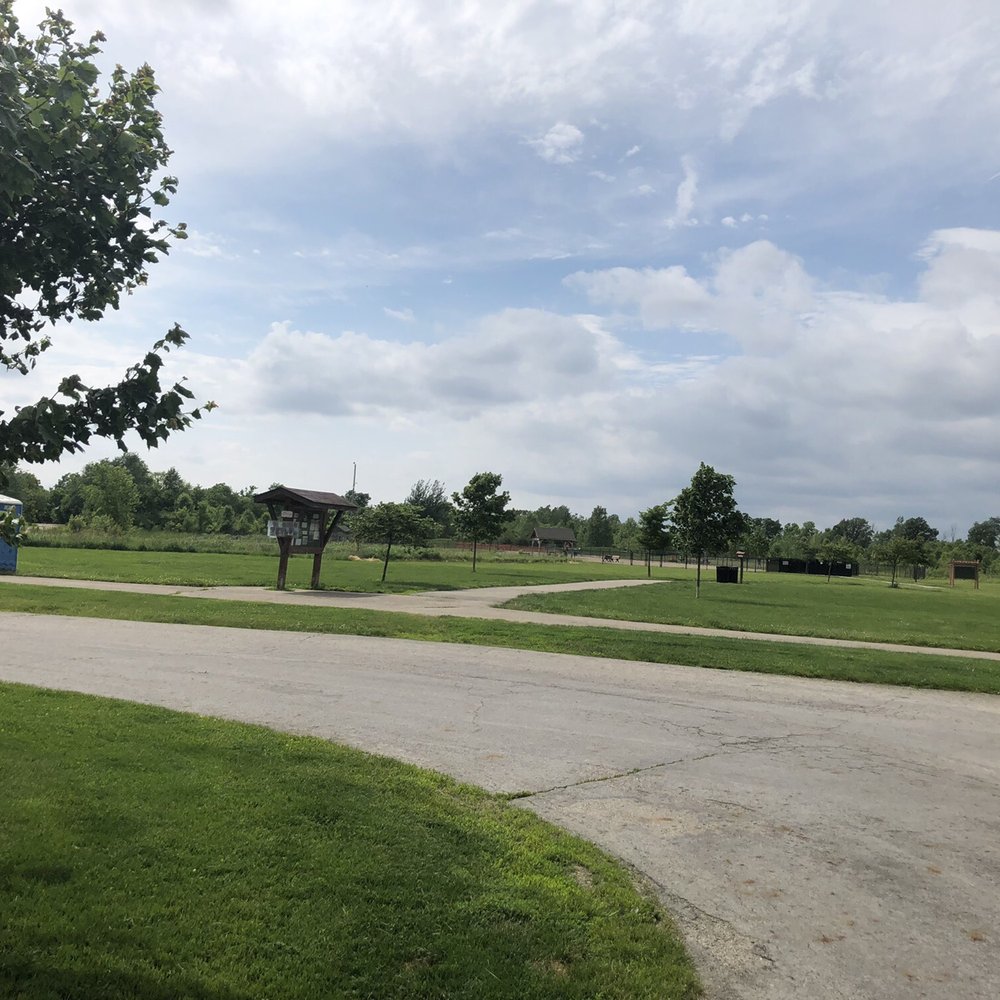 Heritage Trail Dog Park - View of dog park area from the parking lot - Dog Parks Near Me - Hilliard, Ohio