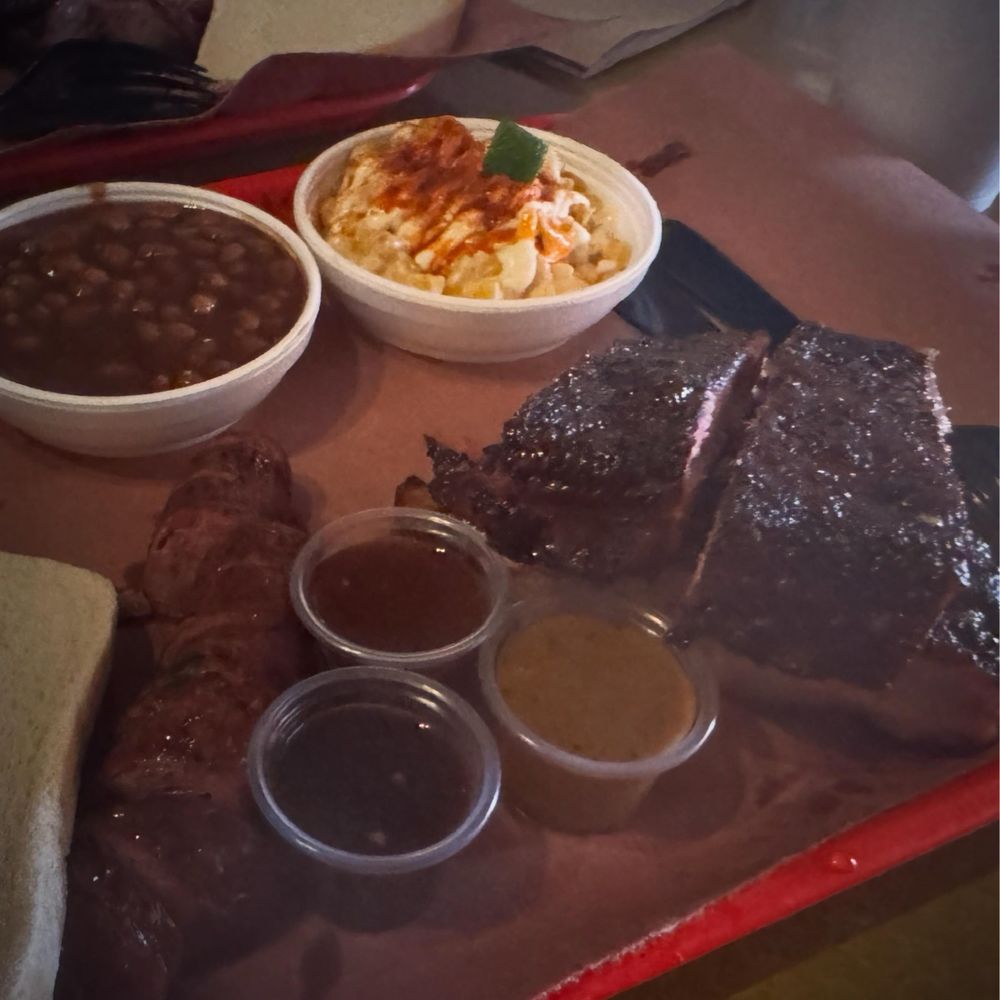 Chef J BBQ - 2 meat combo-Pork Ribs and Smoked Jalapeño sausage. Sides-baked beans and elote corn - Barbeque Near Me - Kansas City, Missouri