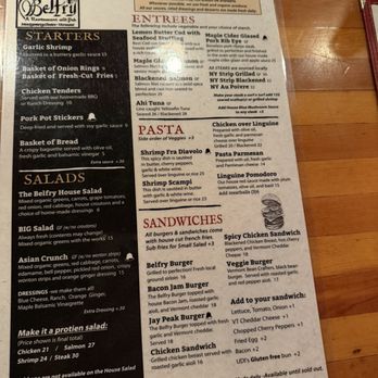The Belfry - Menu 2.21.26 - New American Near Me - Montgomery Center, Vermont The Belfry - Menu 2.21.26 - New American Near Me - Montgomery Center, Vermont