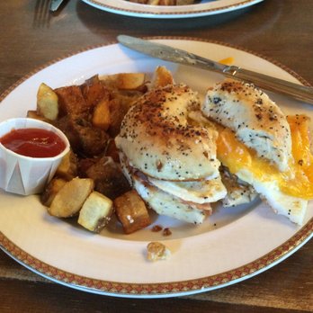 Harrison Corner Cafe - My bagel w/ham & egg (during stay last week). - Cafes Near Me - Harrison Hot Springs, British Columbia