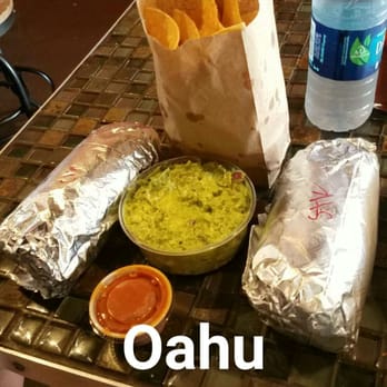 Oahu Mexican Grill - Burritos with chips and fresh guac - Tex-Mex Near Me - Honolulu, Hawaii