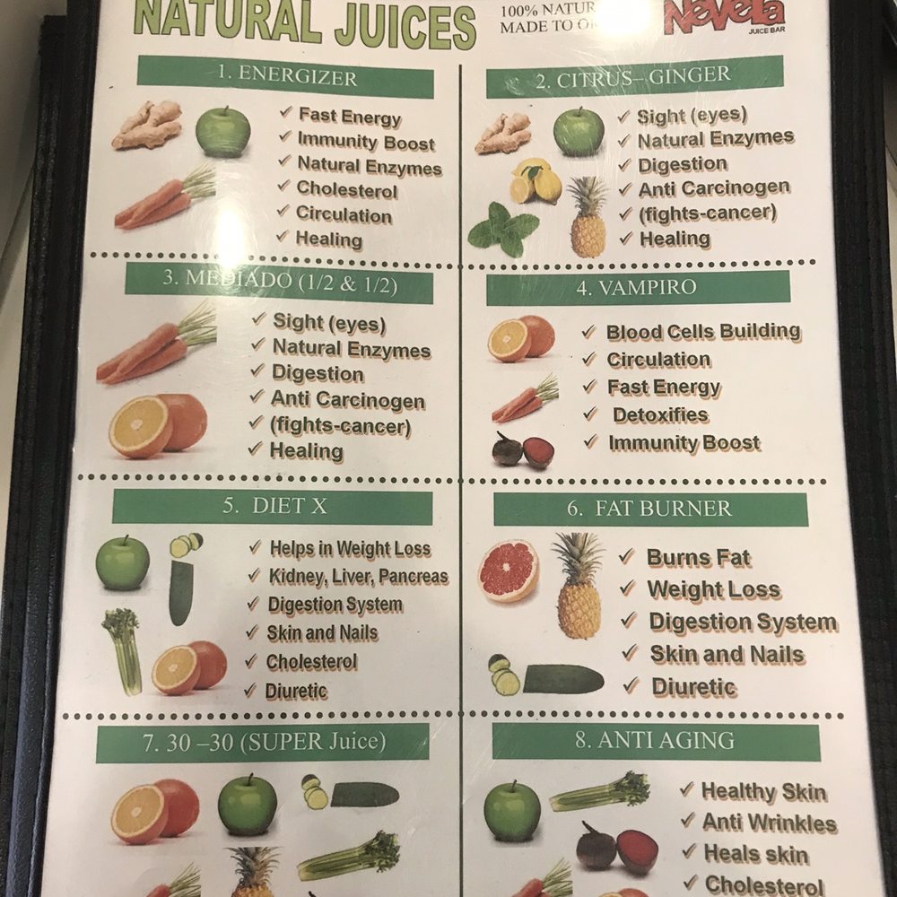 Nevera Juice Bar - Some of the menu - Juice Bars & Smoothies Near Me - Fresno, California Nevera Juice Bar - Some of the menu - Juice Bars & Smoothies Near Me - Fresno, California