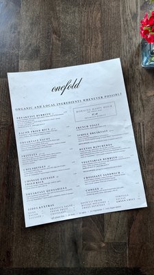 Menu photo 8 Onefold Denver, CO