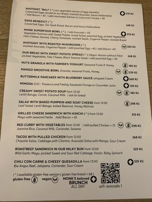 Menu photo 2 Bistro Monk Staré Město, PR