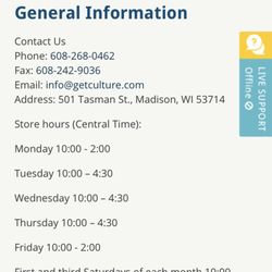 Get Culture - Hours, FYI