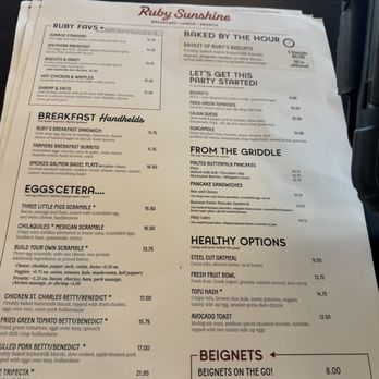 Ruby Sunshine Franklin - Excerpt from menu - Breakfast & Brunch Near Me - Franklin, Tennessee