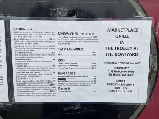 Menu photo 1 The Trolley @ the Boatyard Gig Harbor, WA Menu photo 1 The Trolley @ the Boatyard Gig Harbor, WA
