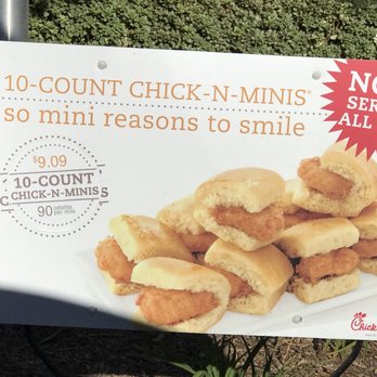 Chick-fil-A - 10 count chick n minis served all day for $ 9.09 09.29.18 - Fast Food Near Me - Fullerton, California