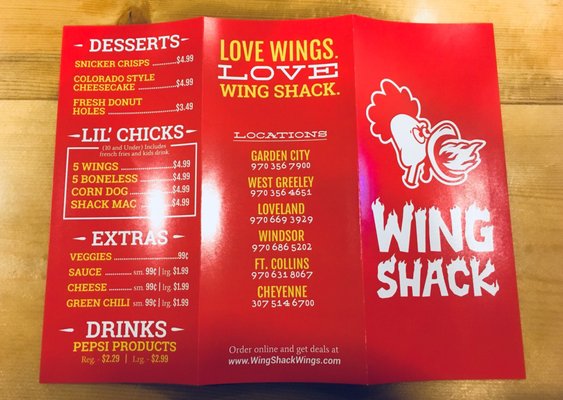 Menu photo 2 Wing Shack - Fort Collins Fort Collins, CO
