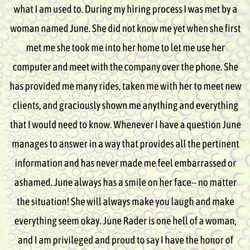 Home Helpers Home Care of Modesto - Praise for Lead Caregiver June from fellow Caregiver and coworker Sherry!