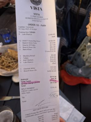 Menu photo 6 Vista Hermosa Beach, CA