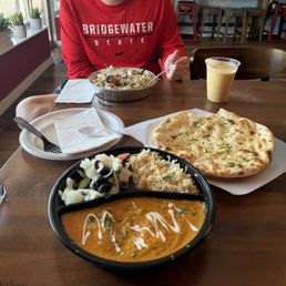 Butter Chicken Platter, Garlic naan, mango lassi, Chicken Gyro Platter Butter Chicken Platter, Garlic naan, mango lassi, Chicken Gyro Platter