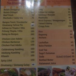 Bulalohan sa Ramirez - Menu with prices