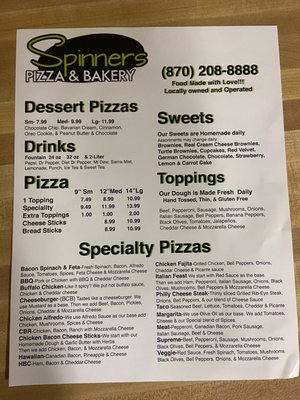 Menu photo 2 Spinners Pizza and Bakery Wynne, AR Menu photo 2 Spinners Pizza and Bakery Wynne, AR