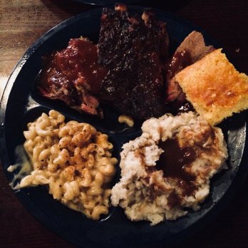 Dinosaur Bar-B-Que - Tres Niños (Pulled Pork, Ribs, and Brisket portions w/2 sides). - Barbeque Near Me - Rochester, New York Dinosaur Bar-B-Que - Tres Niños (Pulled Pork, Ribs, and Brisket portions w/2 sides). - Barbeque Near Me - Rochester, New York