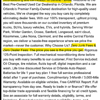 Orlando Preowned - Snippet from vehicle detail page - Used Car Dealers Near Me - Orlando, Florida