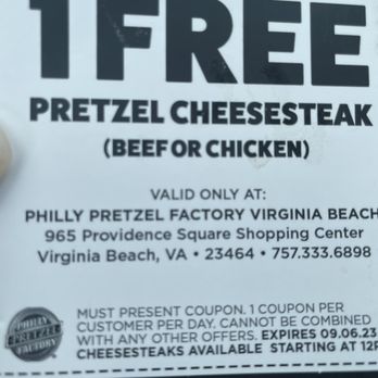Philly Pretzel Factory - Coupon!!!! - Hot Dogs Near Me - Virginia Beach, Virginia