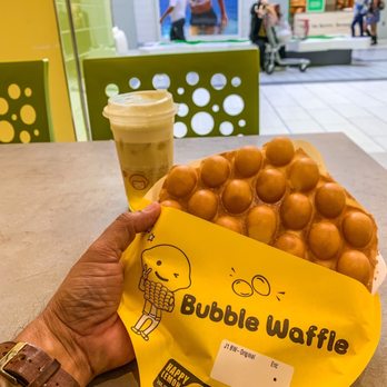 Happy Lemon - Bubble Waffle - Original! Freshly made, hella tasty, and ginormous! Cutest wrapper, ever said "Eric's inner 12-year old" lol - Juice Bars & Smoothies Near Me - Daly City, California