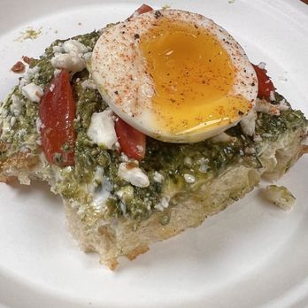 Pesto Toast - forgot to take a photo before eating so this is only half of it! Very tasty.