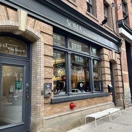 In front of the shop