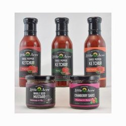 Little Acre Gourmet Foods - The three ketchups and mustard and cranberry sauce.