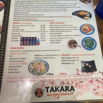 Takara - AYCE menus - Japanese Near Me - North Richland Hills, Texas