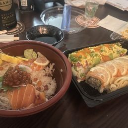 Salmon Ikura Don, 49er roll- not good :( Foul tasting crab and very stingy on the meat for the Salmon Don Salmon Ikura Don, 49er roll- not good :( Foul tasting crab and very stingy on the meat for the Salmon Don
